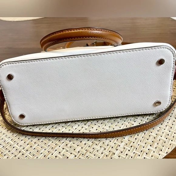 Small Kate Spade White and Pink Satchel with Brown Accents. - Picture 10 of 15